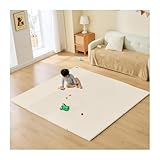 GU MODE プレイマット シームレスプレイマット ベビーマット 折りたたみ 持ち手が付く 厚み3cm 収納しやすい 厚手 ノンホルム 防水 防音 (ホワイト, 140x200cm)