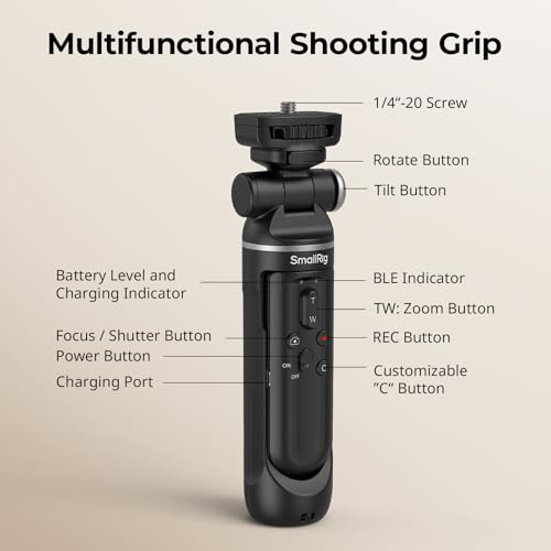 Image of SmallRig SR-RG2 Multifunctional Wireless Shooting Grip, Adjustable Selfie Stick, Remote Control Camera, Compatible with Cameras for Canon EOS R6 V /for Nikon /for Sony, for Vlogging, Live Streaming-4551
