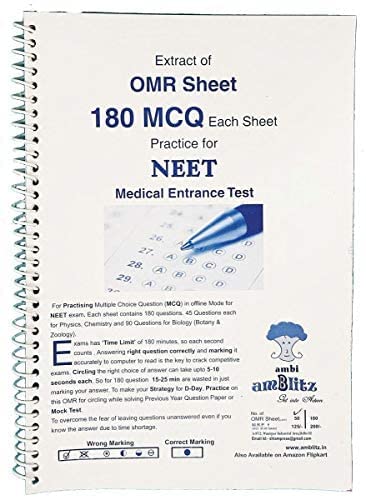 Image of amblitz - UPSC Mains Answer Sheet, Blank for Practice (A4-200 Pg, Pack of 2) & OMR Sheet For NEET | 200 MCQ | 50 Sheets to Practice in each Notebook | A4 Size | Pack of 2 | NEW PATTERN | Spiral No...
