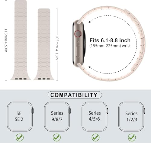 Image of Velour Silicone Watch Strap Compatible with Apple Watch 41mm, 40mm & 38mm, for iWatch Series SE, SE2,10 9, 8, 7, 6, 5, 4, 3 -Sport Loop for Men & Women(Watch Not Included)