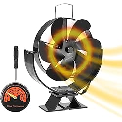 Ventilador Con Termostato Para Chimenea Ventilador de Estufa 6 Palas Ventilador de Chimenea Ventilador Estufa Leña con Termómetro Funcionamiento Silencioso Circulación de Aire Caliente para Estufas de Leña/Pellets/Gas y Chimeneas