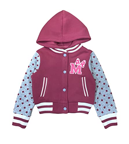 Image of unik Girl Varsity Jacket with Polka Dot Sleeves (Medium (7/8), Plum)