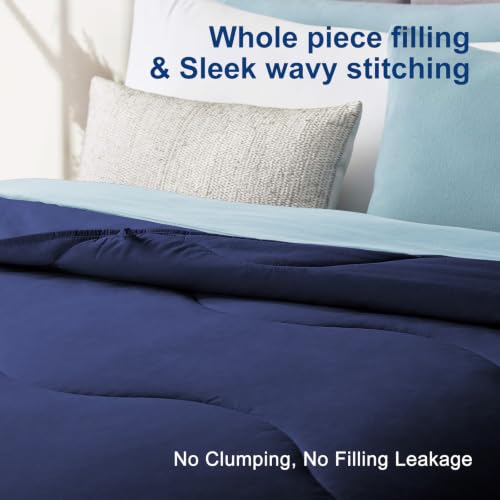 Image of MEELUS Lightweight Comforter Cooling Navy Blue, All Season Duvet Insert