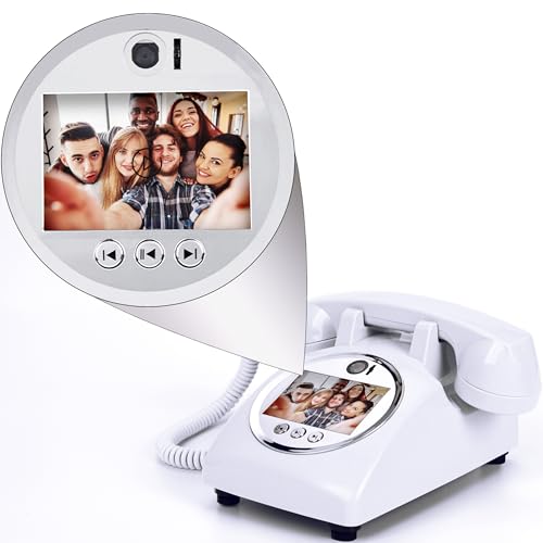 FiayaCom Video Audio Guest Book Wedding Phone,1080P HD Video Phone Guestbook, Preserve Your Special Occasions, Ideal for Wedding Bridal Shower, Birthday, Graduations, Baby Shower(Snow-White)