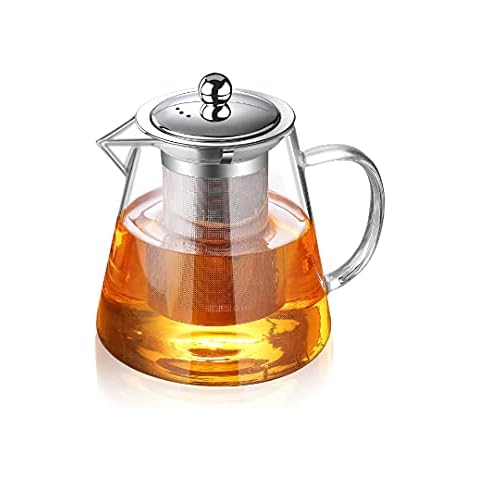 Glass Teapot with Infuser Tea Pot 32oz/43oz Tea Kettle Stovetop Safe Blooming and Loose Leaf Tea Maker Set (32oz/ 950ml) Cover