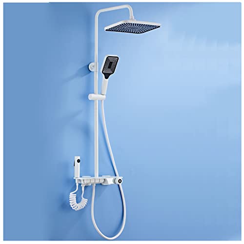 TYHAYJYK Sistema de Ducha termostático, Juego de Grifo de Ducha con Pantalla de Temperatura para Montaje en Pared, Accesorios de Ducha Expuestos, con Cabezal de Ducha de Mano, caño de bañer