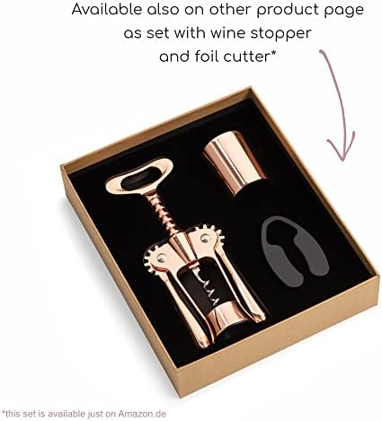 Unibloom Rose Gold Wine Opener - High End Wine Bottle Opener Corkscrew in Linen Pouch - Premium Manual Corkscrews for All Wine, Prosecco & Beer Bottles - Safe Ergonomic Winged Design - Fancy Gift Set