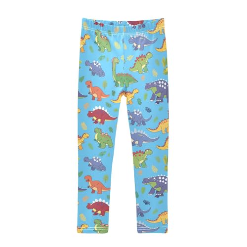 Wusikd Cute Dinosaurs Girls' Leggings Toddler Doodles Colors Kids Yoga Pants Dance Active Tights 4T