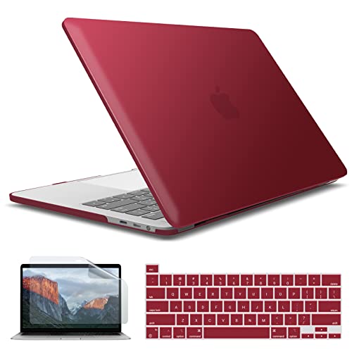 IBENZER Compatible with 2025 2024 M2 MacBook Pro 13 Inch Case 2025-2016 M1 A2338 A2289 A2251 A2159 A1989 A1706 A1708, Hardshell Case&Keyboard Cover&Screen Film for MacPro 13, Wine Red, T13WR+2A