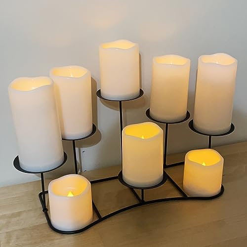 Image of 7 inch Outdoor Battery Operated Candle Waterproof Led Pillar Lights Flickering Flameless Candles with Timer Realistic Fake Electric Pillars for Lantern Garden Wedding Halloween Christmas Decorations,White
