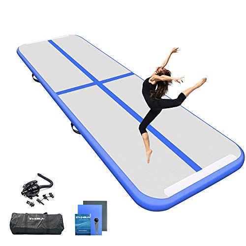 Ewinsun airtrack Gimnasia 10cm Espesorde 4M Tumbling Gimnasia colchoneta Inflable para Gimnasia Tumbling Mat Estera de Yoga Taekwondo con Bomba eléctrica
