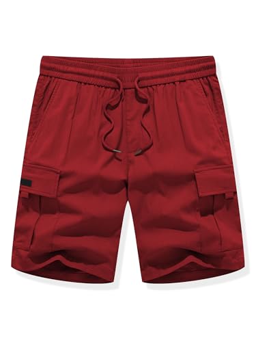 Image of JMIERR Men's Casual Stretch Cargo Shorts | Drawstring Elastic Waist, Multi Pockets, Summer Work Short, Classic