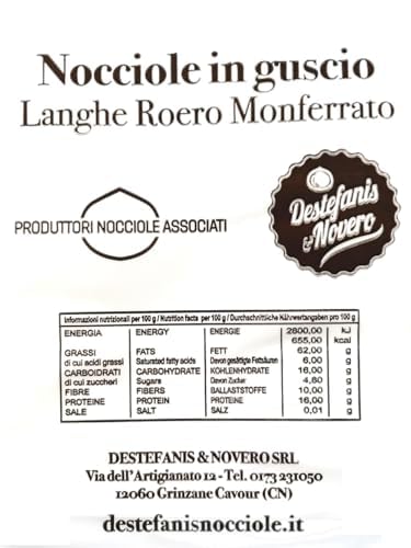 Destefanis & Novero | Avellanas con cáscara del Piamonte, frutos secos en prácticas monodosis, ricos en fósforo y potasio, perfectos para tomar el sol y para enriquecer postres y helados, 3 x 750gr