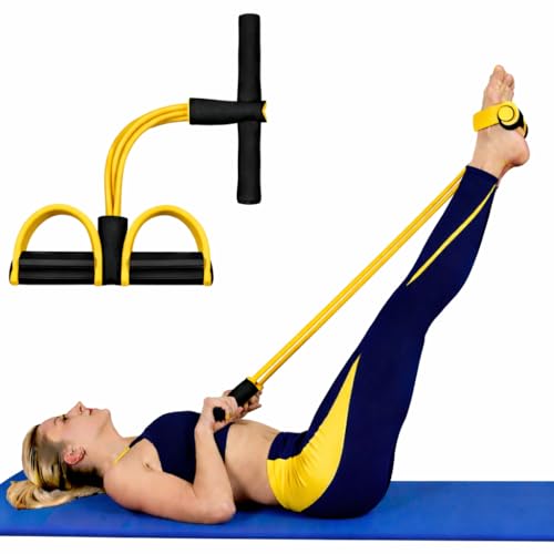 RENRANRING Pull Reducer Yoga Pedal Puller Resistance Bands-4 Tummy Training Bands Exercise, Body Building Training Band Men and Women (Yellow)