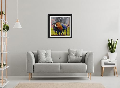 Art Original 3D Print Simulation Hand Painted Texture On Canvas Painting Wall Art American Bison Buffalo Hand Made Ornate Framed Matted 3D Brushstroke Home Decor For Living Office 36X36 thumb #4