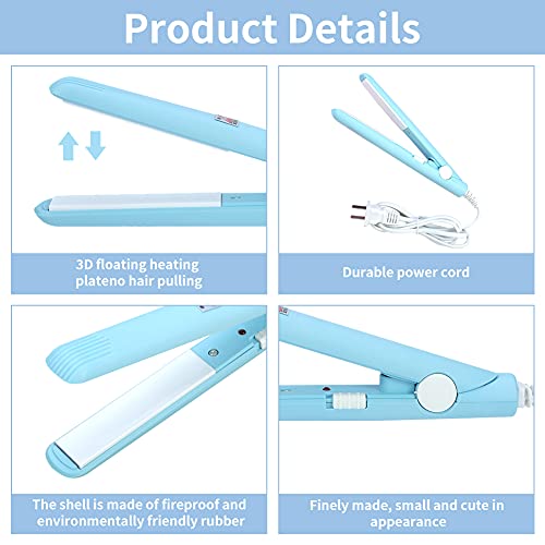 Mini plancha rizadora 2 en 1 para cabello corto azul miniatura 4