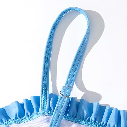 Image of Vogseek Teens Blue Flower Bathing Suits for Girls Size 14 16 3pcs Beach Bikini Swimsuits Teen Girl Fun 3D Printed Lightweight Cover-ups Swim Suit Tankinis 15 16 Year Junior Matching Swimming Swimwear