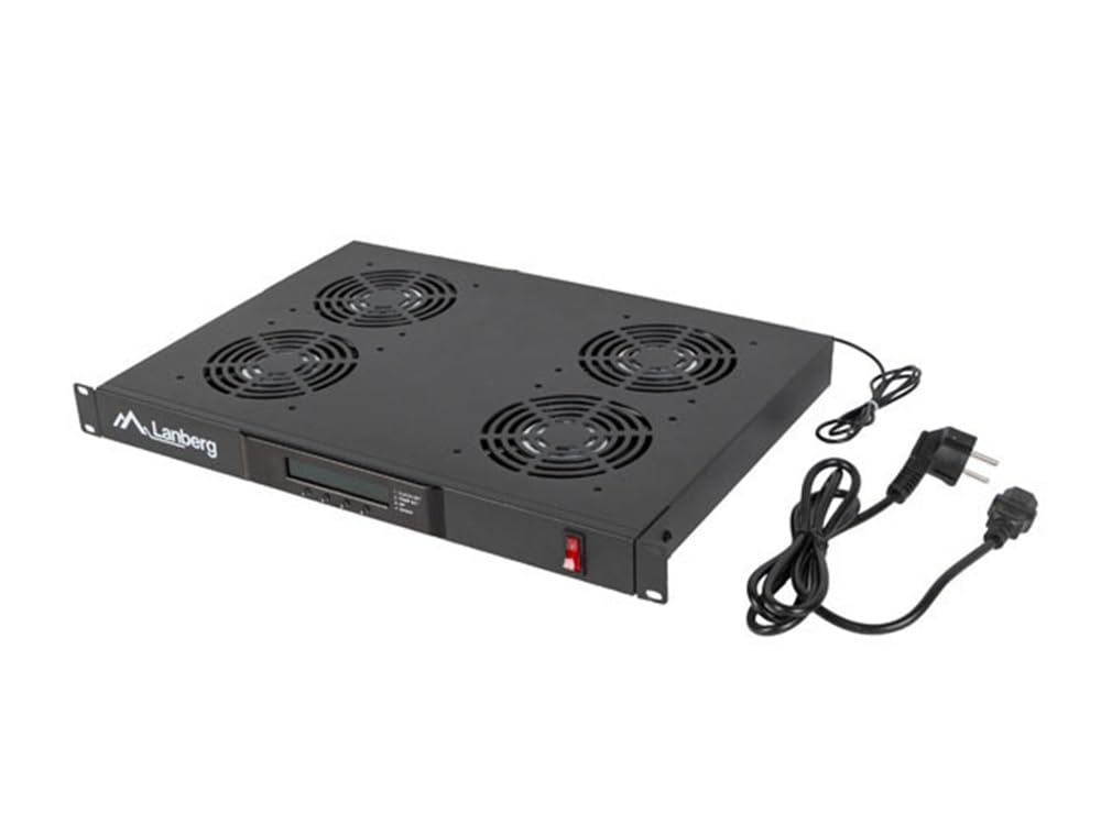 Panel de Ventilación Lanberg AK-1503-B 1U 19" 4 Ventiladores LCD Termostato Negro