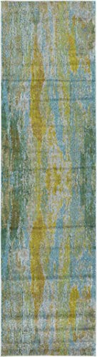 Image of Unique Loom Jardin Collection Vibrant Abstract Turquoise Runner Rug (2' 7 x 10' 0)