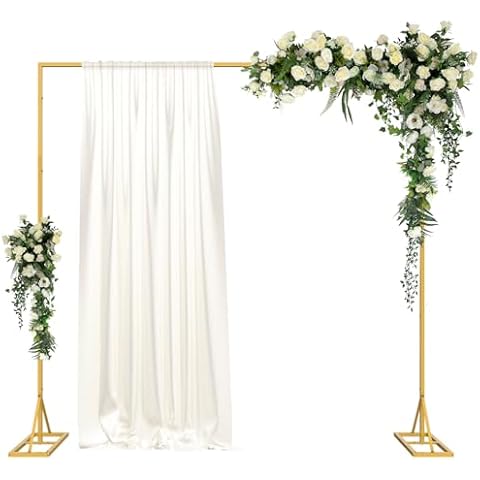 DAMEING Wedding Arches for Ceremony 6.6FT x 6.6FT, Wedding Arches Backdrop Stand, Ballon Arch Baby Shower Backdrop Holder, Square Metal Frame Photo Booth Party Background Decoration (Gold) Cover