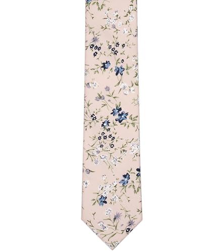 Image of BELLUNO Men's Cotton Floral Skinny Tie, 2.5 inch Width, with Gift Box