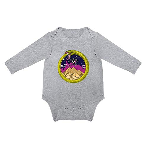 ウロボロスエジプトピラミッド ロンパース ベビー服 カバーオール 肌着 長袖 綿 ベビーボディスーツ 女の子 男の子 0～24ヶ月設 出産祝い プレゼント light gray 18