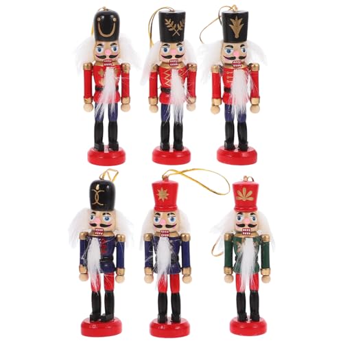 Cabilock Hanging Nutcracker Decorations Set of 6 Christmas Nutcracker Ornaments Wood Craft for Tree and Home Decor