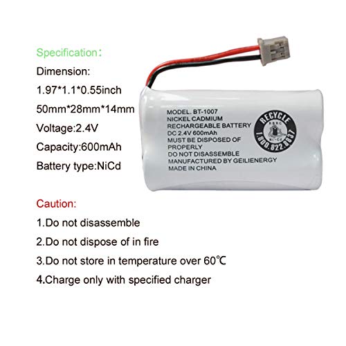 Geilienergy GLE0307 Bt-1007 Cordless Phone Battery Compatible With Uniden Bt1007 Bt904 Bt-904 Bt1015 Bt-1015 Bbty0651101 Bbty0460001 Bbty0510001 Bbty0624001 Bbty0700001 Hhr-P506 Hhr-P506A thumb #1