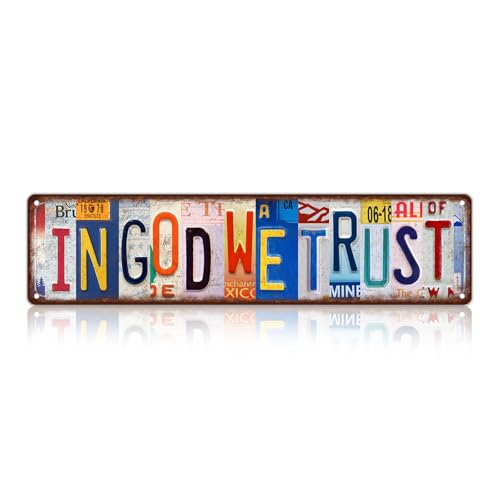 Vintage In God We Trust Wall Decor Street Signs Metal Tin Signs 16 x 4 Inches