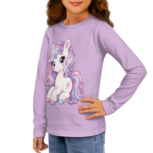 Image of Girls Long Sleeve T Shirt Cute Cartoon Crewneck Shirt for Kids 3-16Y Fall Winter Clothes