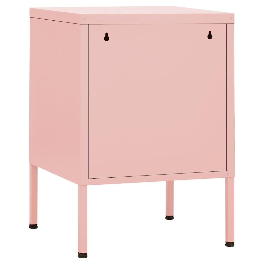 Comodino rosa in acciaio 35 x 35 x 51 cm con vano regolabile, serratura e livellatori per camera da letto, soggiorno, corridoio, cameretta dei bambini e camera degli ospiti
