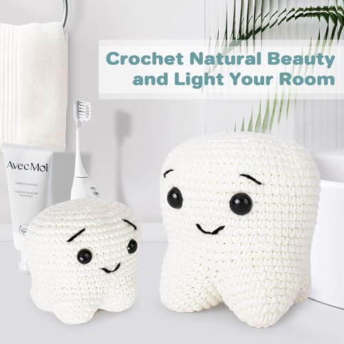 Image of Crochet Kit for Beginners, Crochet Kit w Step-by-Step Video Tutorials, Crochet Starter Kit Learn to Crochet Kits for Adults Kids Beginners, Crochet Kit Tooth (40%+ Yarn Content)