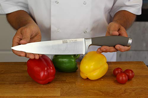 Taylors Eye Witness Syracuse Chefs/Cooks Kitchen Knife - Professional 20cm/8 Inch Cutting Edge, Multi Use. Precision Ground, Razor Sharp, Ultra Fine Blade. Soft Textured Grey Handle, Excellent Grip. - Image 2