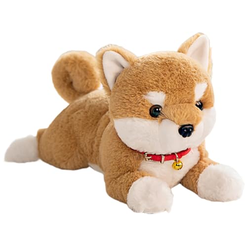 Perro de peluche genérico | Cachorro realista de 38 centímetros con una campanilla | Perro de peluche realista para niñas y niños, cumpleaños, Navidad,