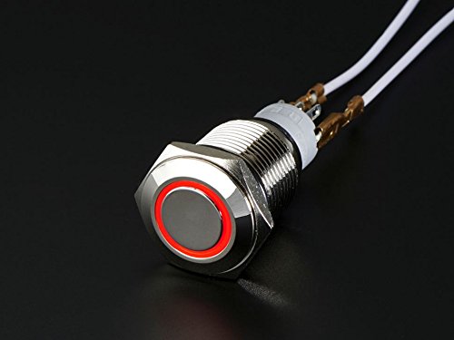 Adafruit Rugged Metal On/Off Switch with Red LED Ring [ADA916]