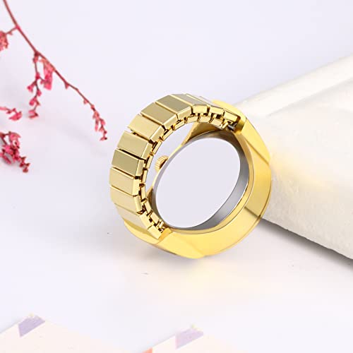 jewelrywe men women finger watch stretchy band elastic round simple dial quartz ring watches for halloween