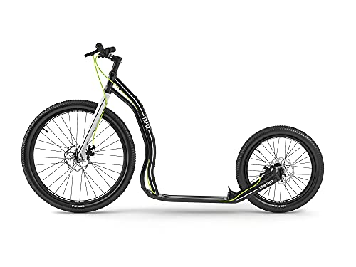 Yedoo Trexx Disc Tretroller - bis 150 kg, mit Luftreifen 26/20 - Offroad Scooter für Erwachsene, Dogscooter aus Aluminiumlegierung mit Scheibenbremsen und verstellbarem Lenker, Gewicht 9,1 kg schwarz
