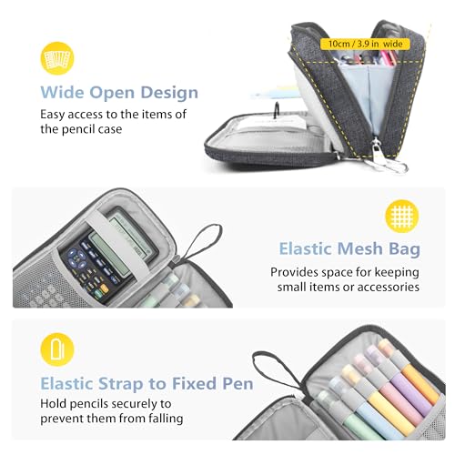 Image of Pencil Case Big Capacity Pen Pouch Large Storage Holder Marker Pen Bag Durable 3 Compartment School Office Desk Organizer Portable Cute Zipper Stationery for Kids Teen Student Boys Girls Adults