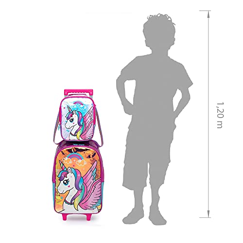 Kit Escolar Mochila De Rodinha Infantil Menina Unicórnio + Lancheira Térmica+ Estojo Necessaire 3 411yWcRPsvL