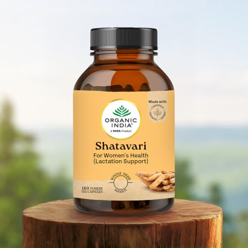 Image of A TATA Product - Organic India Shatavari - 180 Veg Capsules, With Natural Plant Based Estrogens, Boosts Health & Vitality For Women Of All Ages & Restore Hormonal Balance, GMP & NPOP Certified Organic