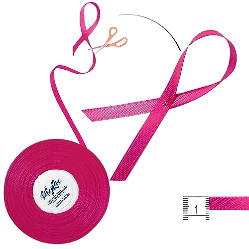 Image of Hot Pink Ribbon 1 /4 Inches 36 Yards Satin Roll Perfect for Easter Scrapbooking, Art, Wedding, Wreath, Baby Shower, Packing Birthday, Wrapping Christmas or Hair Projects Neon