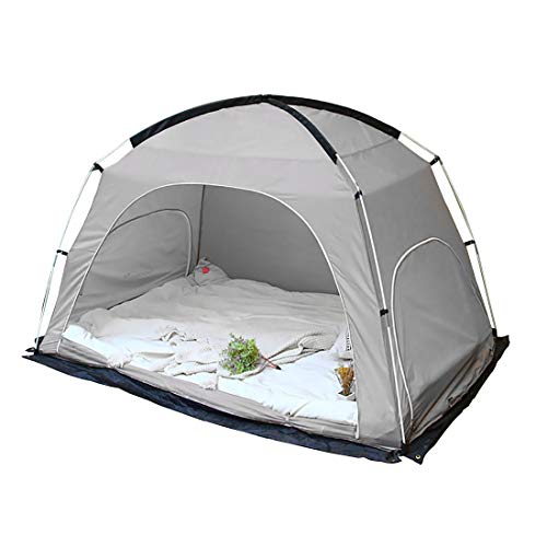 Likary Queen Size Bed Tent, Indoor Privacy Tent, Portable Pop Up Outdoor Tent, Cozy Sleep in Drafty Indoor Privacy Tent on Bed Dream Tent Keep Warm Play Tent for Adults and Kids (Grey)