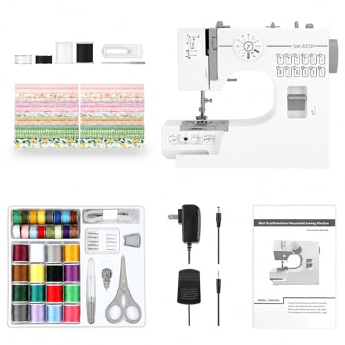 Sewing Machine for Beginners, mini Electric Sewing Machine with Dual Speed, 12 Built-in Stitches, Foot Pedal and 42-Piece Sewing Kit for Home DIY Projects