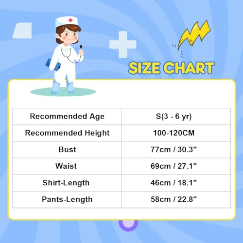 LOYO Kids Role Play Halloween Costumes, Doctors Outfit Set with Lab Coat, Scrubs Costume, Mask, Stethoscope for Children Doctor Costume