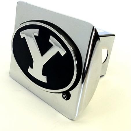 Brigham Young University Cougars"Bright Polished Chrome with"Y" Emblem" Metal Trailer Hitch Cover Fits 2 Inch Auto Car Truck Receiver with NCAA College Sports Logo