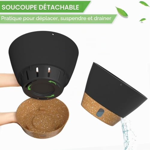 Pot de fleurs suspendu avec niveau d'eau visible et drainage ZMTECH - 5