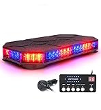 LUMENIX LED Rooftop Strobe Beacon Lights Bar w/Controller Magnetic Emergency Traffic Warning Security Caution Police Cop Lights for First Responder Vehicle Trucks Car - Red Blue (Patent Design)