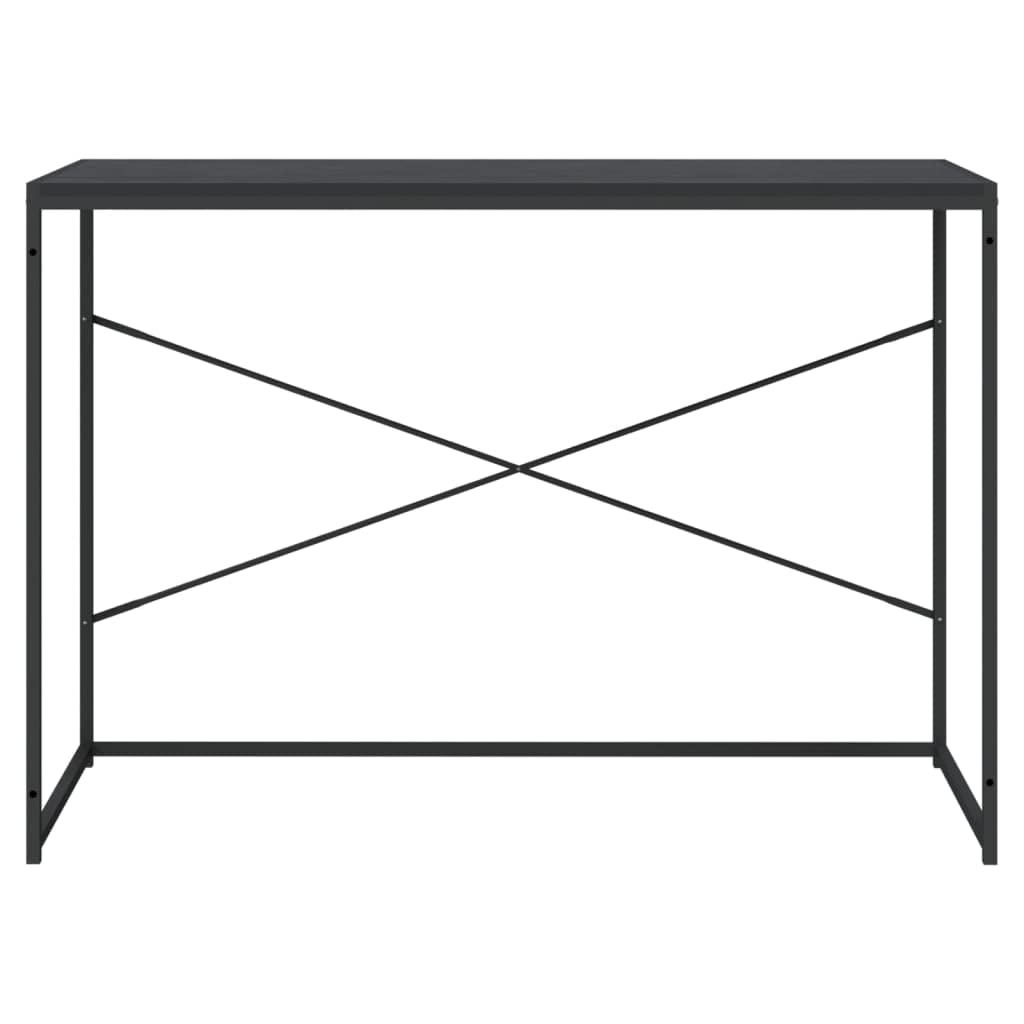 Nowoczesny stolik pod komputer, czarny, 110 x 60 x 70 cm, wytrzymały materiał drewnopochodny, stolik PC z metalową ramą, idealne biurko, do domu, biura, do gier