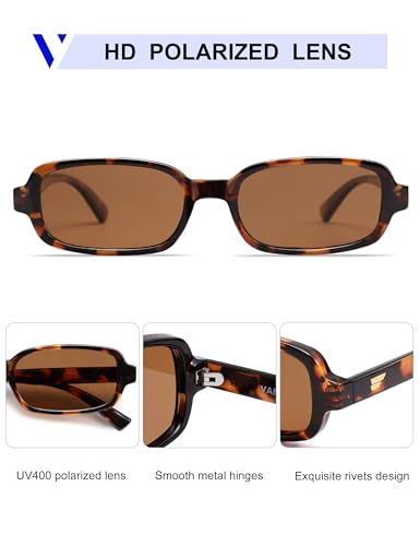 Image of VANLINKER Retro Rectangle Polarized Sunglasses for Women Men Small 90s Style Vintage Trendy Narrow Rectangular Frame VL9813