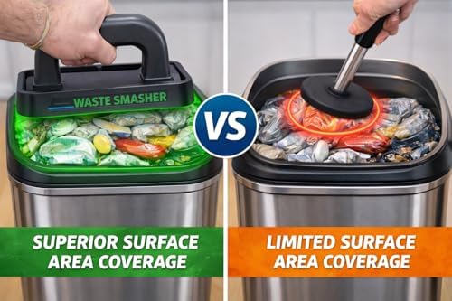 Waste Smasher - Manual Trash Compactor Tool - Hand-Held Garbage Press with Built-in Hook - for Kitchen Waste Bin - Space Saving Design - No Batteries Required - Freestanding - Black — view 4